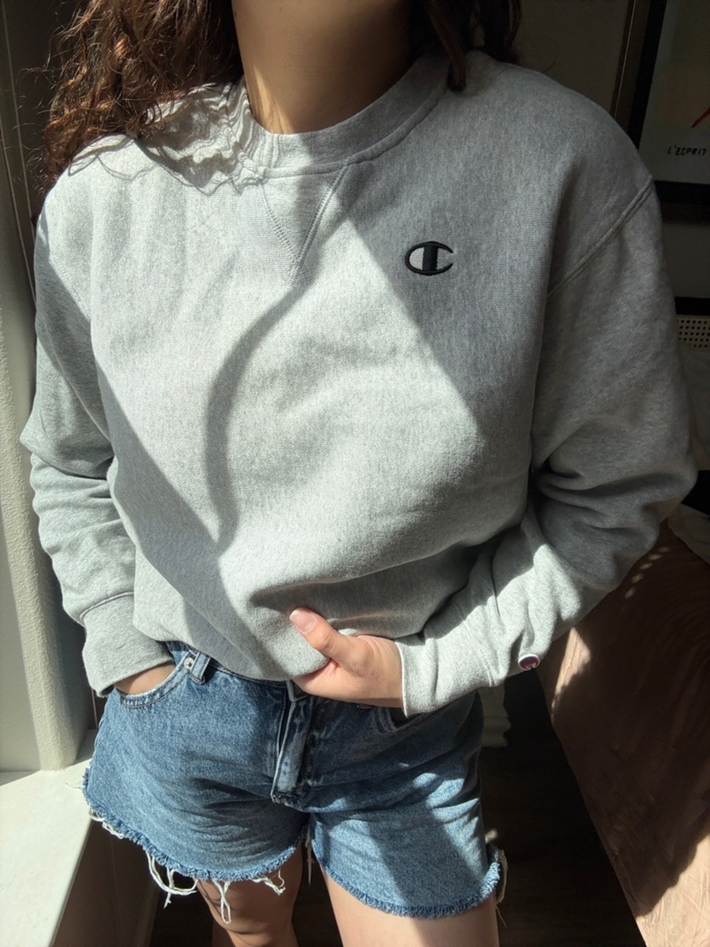 Champion Reverse Weave Crewneck Sweatshirt | Heather Gray | Size M
